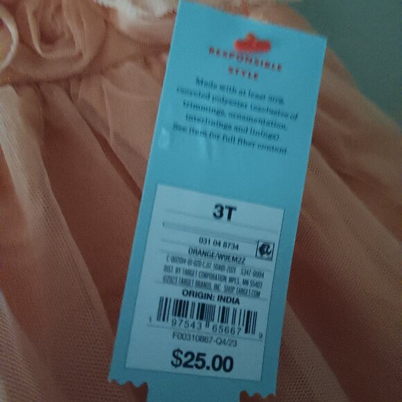 Peach Floral Tulle Dress - Picture 7 of 10